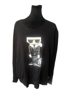 Karl Lagerfeld Paris Women’s XL Black Graphic Sweatshirt Karl Choupette Pullover